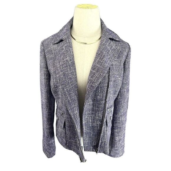 Talbots Womens Purple Tweed Moto Blazer Jacket Size 4 The Kate Zip NWT - Picture 12 of 12